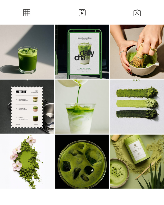 Matcha café Instagram grid