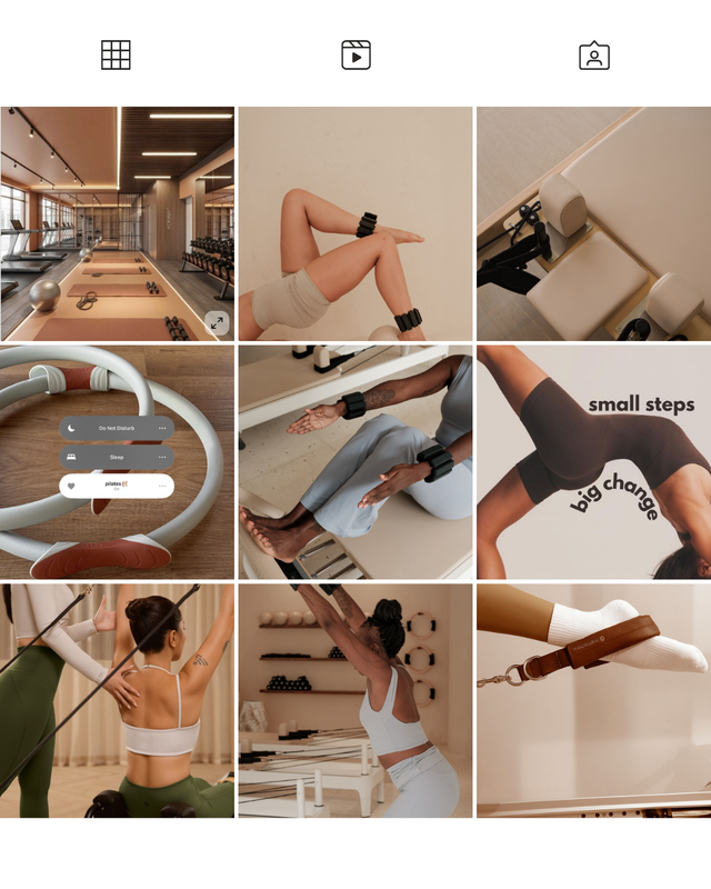 Pilates studio Instagram grid