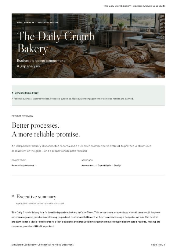 The Daily Crumb Bakery case study cover page